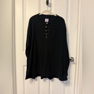 Black Long Sleeve Henley Top